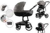 Mama Kiddies Icon 3az1-ben multifunkciós babakocsi kiegészítőkkel szürke színben + Ajándék