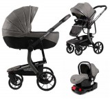 Mama Kiddies Icon 4 az 1-ben multifunkciós babakocsi kiegészítőkkel szürke színben ISOFIX talppal + Ajándék