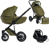 Mama Kiddies Max 500 3 az 1-ben multifunkciós babakocsi oliva színben kiegészítőkkel + Ajándék