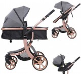 Mama Kiddies Sun Grey ELITE 3 az 1-ben multifunkciós babakocsi kiegészítőkkel szürke színben + Ajándék