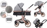 Mama Kiddies Sun Grey ELITE 3az1-ben babakocsi kiegészítőkkel világosszürke színben + Ajándék