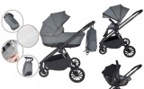 Mama Kiddies Unique 3az1-ben multifunkciós babakocsi kiegészítőkkel graphite színben + Ajándék