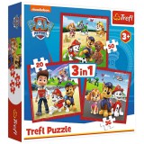 Mancs őrjárat: Boldog kutyusok 3 az 1-ben puzzle - Trefl