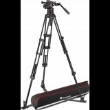 Manfrotto Nitrotech 612 video fluid fej + földterpeszes ikerlábas állvány + táska (MVK612TWINGA)