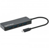 Manhattan 168410 hálózati csatlakozó USB C-típus 5000 Mbit/s Fekete (168410)