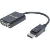 Manhattan Kijelző csatlakozó / VGA Átalakító [1x DisplayPort dugó - 1x VGA alj] Fekete UL minősített (151962)
