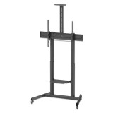 Manhattan Large-Screen Multimedia TV Cart with Tool-Free Height Adjustment 60"-120" Black 462709