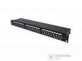 Manhattan Patch panel - CAT6A FTP árnyékolt patch panel, 24 portos, 1U,  Fekete