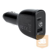 Manhattan Telefon töltő autós - 1db USB-A, 1db USB-C, 78W total