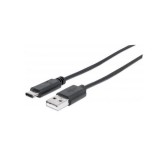 Manhattan USB 2.0 Type A - USB Type-C (USB-C)  M/M 1m kábel fekete  (353298) (353298) - Adatkábel