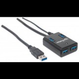 Manhattan USB 3.0 aktív Hub 4 portos fekete (162302) (162302)