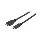Manhattan USB 3.0 Micro-B male - USB 3.1 Type-C (USB-C) M/M 1m kábel fekete  (353397) (353397) - Adatkábel