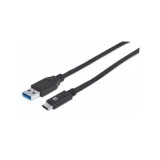 Manhattan USB 3.0 Type-A - USB 3.1 Type-C (USB-C) M/M 1m kábel fekete  (353373) (353373) - Adatkábel