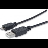 Manhattan USB A - MicroUSB B USB kábel USB 2.0 1 M Micro-USB B Fekete (393874)