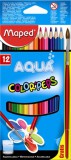 MAPED "Color`Peps" háromszögletű 12 különböző színű akvarell ceruza készlet ecsettel