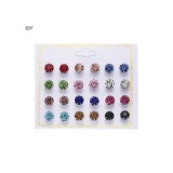 Maria King 12 pár pici fülbevaló szett, színes kristályokkal