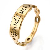 Maria King 18 karátos arannyal bevont rozsdamentes acél Szerencse gyűrű, állítható méret