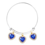 Maria King 3 kék kristály szív charmos nemesacél karperec