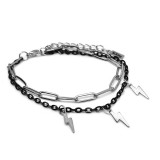 Maria King 3 Villám charmos dupla karkötő, ezüst-fekete színű