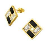 Maria King 316L sebészeti nemesacél cirkónia köves pepita négyzet fülbevaló (1 pár)