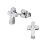 Maria King 316L sebészeti nemesacél fülbevaló, kristályos kereszt (1 pár)