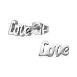 Maria King 316L sebészeti nemesacél fülbevaló, Love felirat (1 pár)