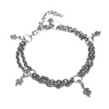 Maria King 5 Kígyós charmos dupla karkötő, ezüst színű