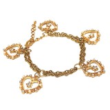 Maria King 5 kristályos szív charmos dupla karkötő, arany színű