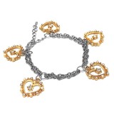 Maria King 5 kristályos szív charmos dupla karkötő, ezüst színű