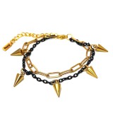 Maria King 5 kúp szegecs charmos rozsdamentes acél dupla karkötő, arany-fekete színű