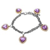 Maria King 5 Rózsaszín kristály szív charmos dupla karkötő