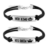 Maria King Acél és bőr His Queen - Her King páros karkötő