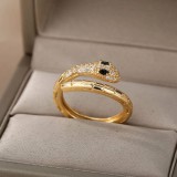 Maria King Állítható méretű nemesacél kristályos kígyós gyűrű, arany színű