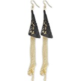 Maria King Arany-fekete hangsúlyos, nagyméretű láncos fülbevaló