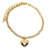Maria King Arany színű 3D Szív rozsdamentes acél karkötő