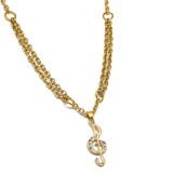 Maria King Arany színű kristályos Violinkulcs medál kétsoros nyaklánccal