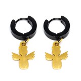 Maria King Arany színű nemesacél Angyalka fülbevaló, fekete akasztóval