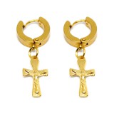 Maria King Arany színű nemesacél kereszt (feszület) fülbevaló
