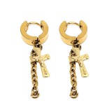 Maria King Arany színű nemesacél kereszt (feszület) fülbevaló lánccal