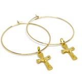 Maria King Arany színű nemesacél kereszt (feszület) karika fülbevaló