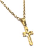 Maria King Arany színű Nemesacél Kereszt/Jézus felirat medál arany színű nyaklánccal