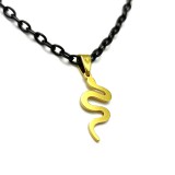 Maria King Arany színű Nemesacél kígyós medál fekete lánccal