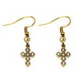 Maria King Arany színű nemesacél kristályos kereszt fülbevaló