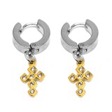 Maria King Arany színű nemesacél kristályos kereszt fülbevaló ezüst színű akasztóval