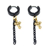 Maria King Arany színű nemesacél kristályos kereszt fülbevaló fekete akasztóval, lánccal