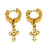 Maria King Arany színű nemesacél kristályos kereszt fülbevaló II.