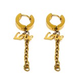 Maria King Arany színű nemesacél Love felirat fülbevaló lánccal