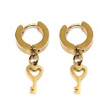 Maria King Arany színű nemesacél Szív Kulcs fülbevaló