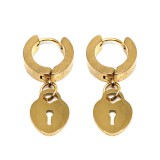 Maria King Arany színű nemesacél Szív Lakat fülbevaló