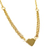 Maria King Arany színű nemesacél Szív medál kétsoros nyaklánccal